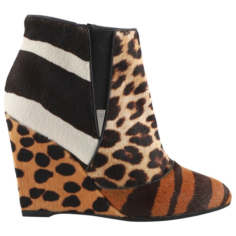 Dior Animal Print Wedge Boots